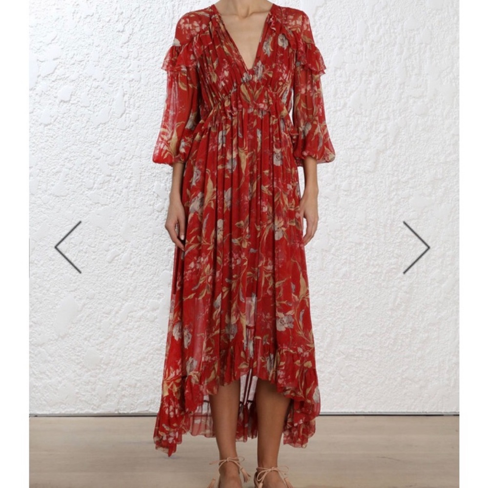 Zimmermann Red Floral Maxi Dress